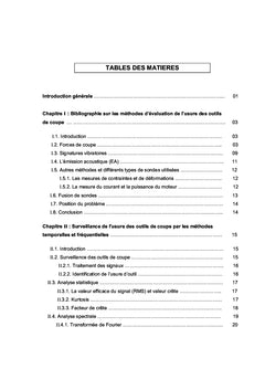 Evolution et prédiction de l'usure des outils de coupe