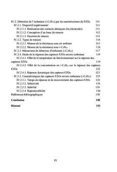 Nanostructures de ZnO dopé Fe pour la détection d'isobutane (i-C4H10)
