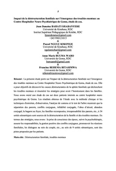 Déstructuration familiale sur l'émergence des troubles mentaux