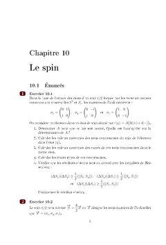Mécanique Quantique Exercices et Problèmes corrigés - Partie 2