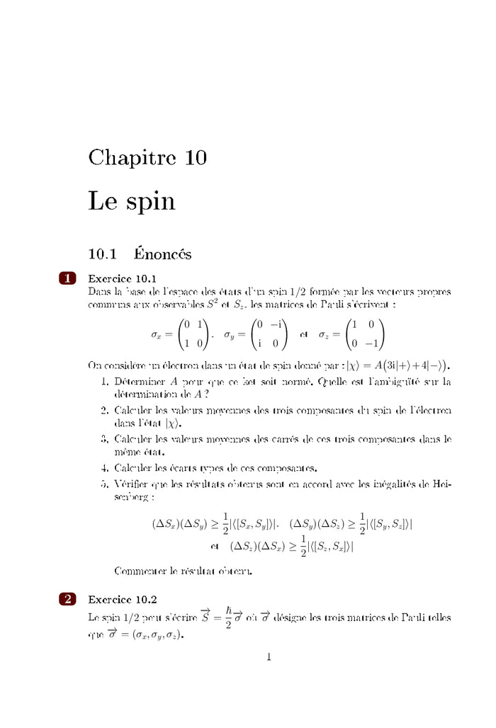 Mécanique Quantique Exercices et Problèmes corrigés - Partie 2