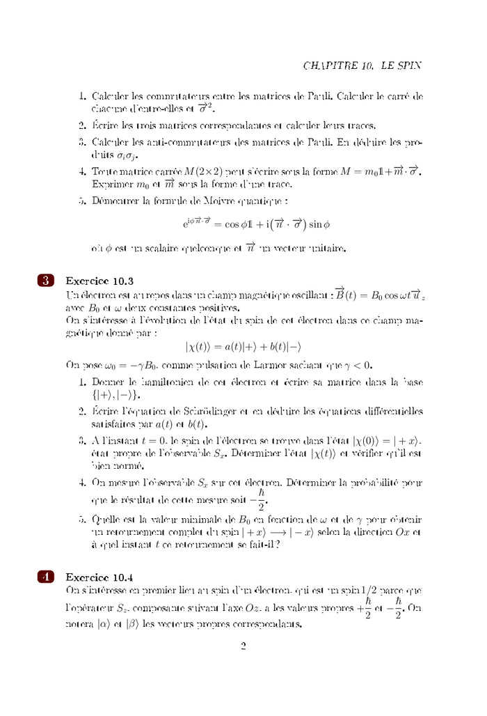 Mécanique Quantique Exercices et Problèmes corrigés - Partie 2