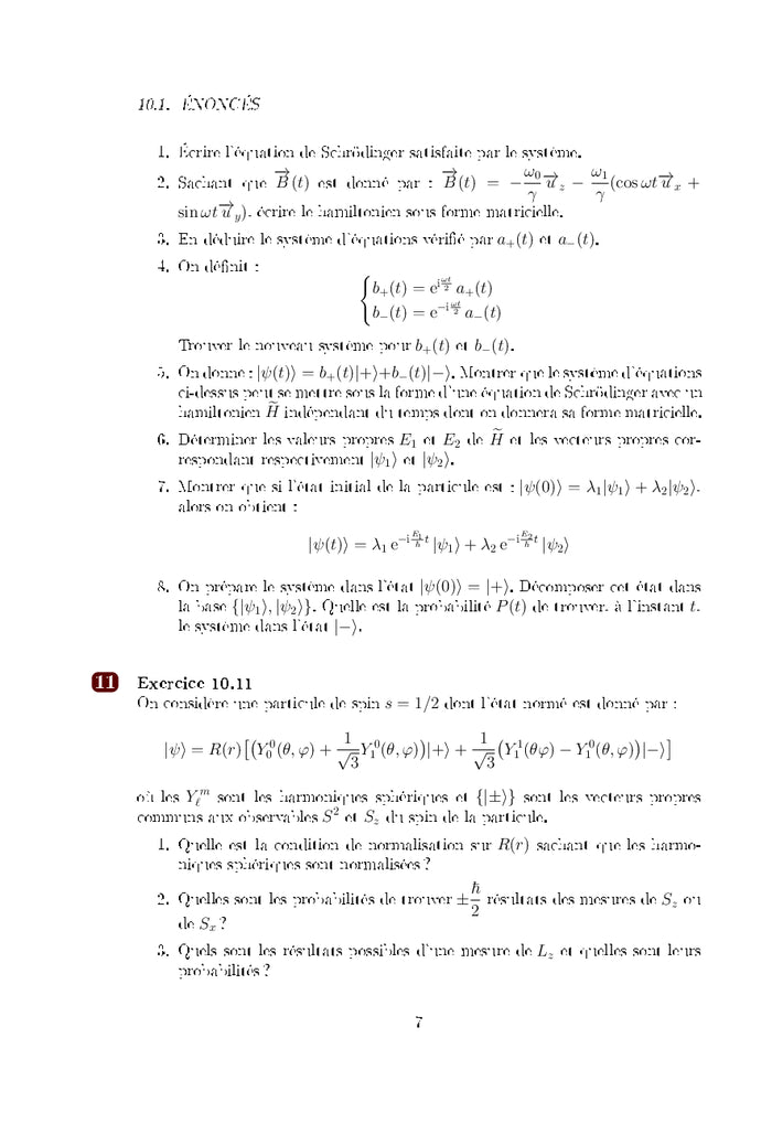 Mécanique Quantique Exercices et Problèmes corrigés - Partie 2