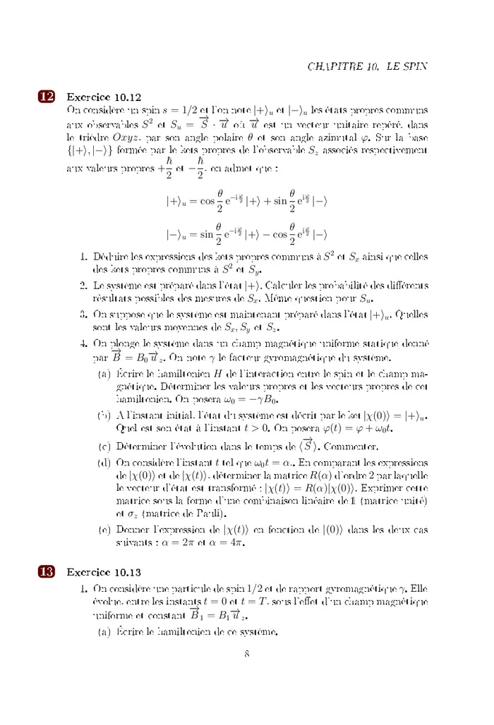 Mécanique Quantique Exercices et Problèmes corrigés - Partie 2