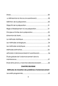 Concis des méthodes d'ordonnancement appliquées à la maintenance