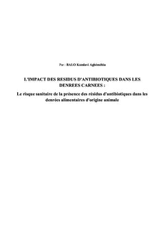 L'impact des résidus d'antibiotiques dans les denrées carnées