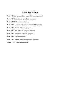 Contribution à la croissance/développement chez Arachis hypogaea L.