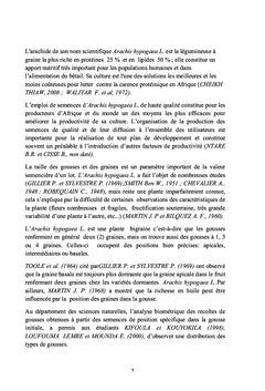 Contribution à la croissance/développement chez Arachis hypogaea L.