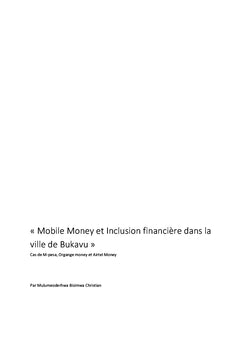 Mobile money et inclusion financière dans la ville de Bukavu
