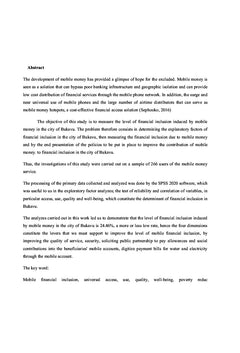 Mobile money et inclusion financière dans la ville de Bukavu