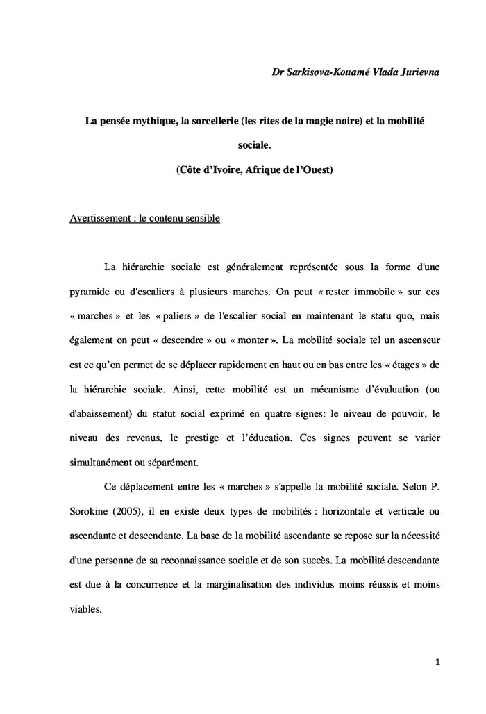 Sorcellerie et mobilité sociale