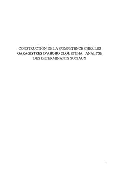 La construction de la compétence dans le secteur informel