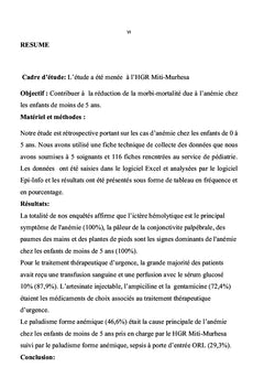 Prise en charge de l'anémie chez les enfants de moins de 5 ans
