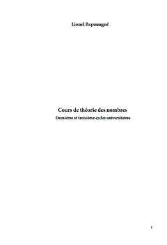 Cours de théorie des nombres