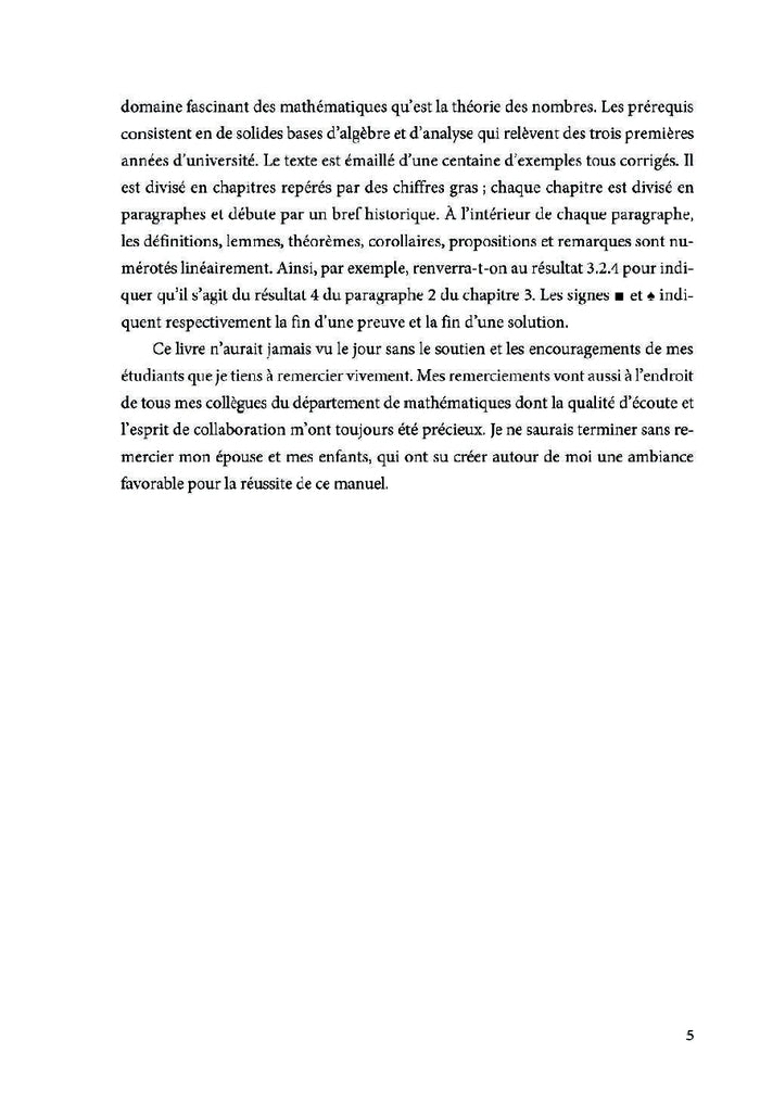 Cours de théorie des nombres