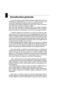 Algèbre générale, algèbre linéaire et euclidienne