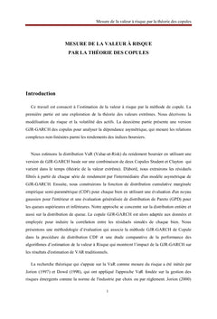Mesure de la Valeur à Risque par la Théorie des Copules