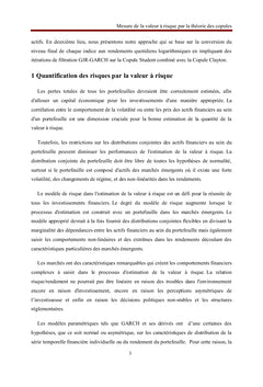 Mesure de la Valeur à Risque par la Théorie des Copules