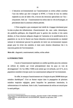 Diagnostic des connaissances sur l'assainissement en milieu urbain