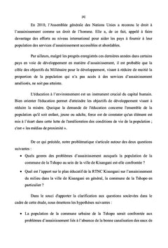 Diagnostic des connaissances sur l'assainissement en milieu urbain