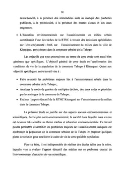 Diagnostic des connaissances sur l'assainissement en milieu urbain