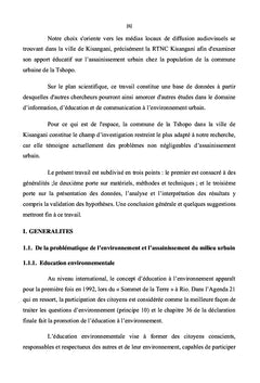 Diagnostic des connaissances sur l'assainissement en milieu urbain