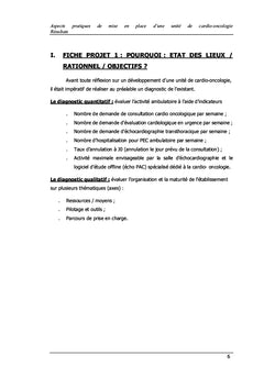 Aspects pratiques de mise en place d'une unité de cardio-oncologie