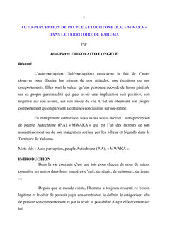 Auto-perception de peuple autochtone (P. A)