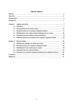 Matrices Bandes pour la Méthode des Eléments Finis