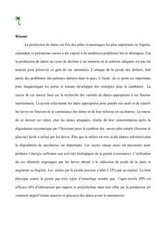 La pyrale des dattes dans la région de Biskra - Algérie