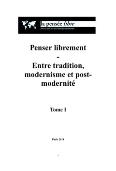 La pensée libre tome 1
