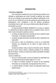 Connaissances, attitudes et pratiques des préservatifs féminins