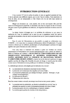 Détection et caractérisation (méthode géologique) des nappes aquifères