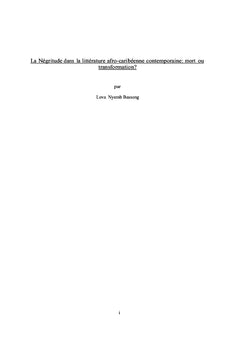 La Negritude dans la litterature afro-caribeenne contemporaine