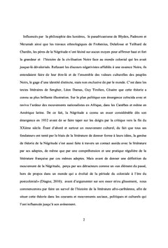 La Negritude dans la litterature afro-caribeenne contemporaine