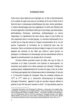 Besoins alimentaires, festivite et communication dans la dramaturgie