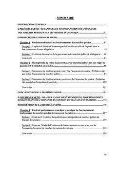 Essai sur l'analyse du fonctionnement de marches publics A Madagascar