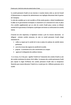 L'institution d'un comité permanent d'audit en Tunisie