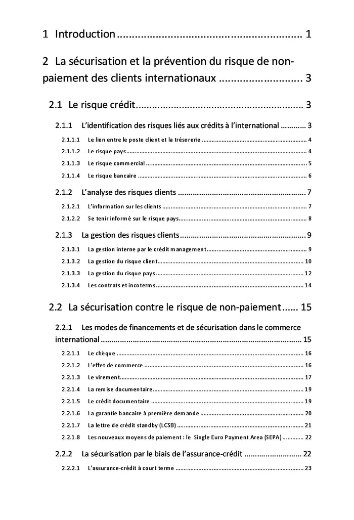 La sécurisation et le financement des paiements à l'international