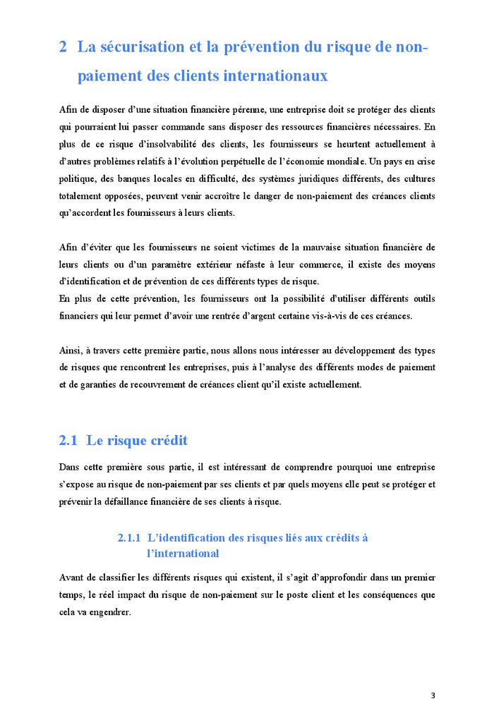 La sécurisation et le financement des paiements à l'international