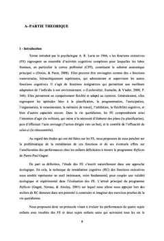 Remediation cognitive chez des enfants dysexecutifs d'Age scolaire
