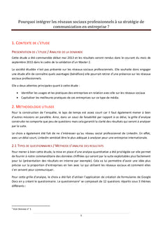 Les réseaux sociaux professionnels et la stratégie d'entreprise