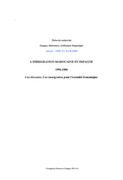 L'immigration marocaine en espagne,une immigration d'abord economique