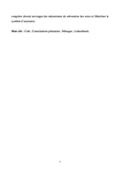 Etude du coût des consultations prénatales à Lubumbashi