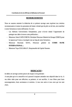 La Contribution du Service RH dans la Fidelisation du Personnel