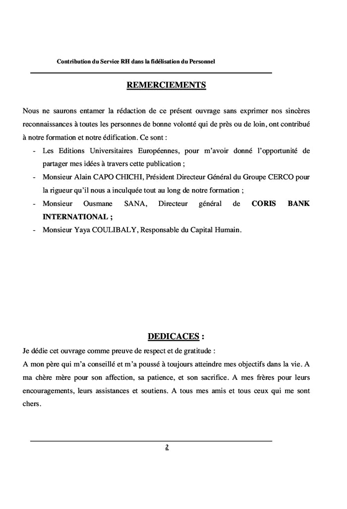 La Contribution du Service RH dans la Fidelisation du Personnel