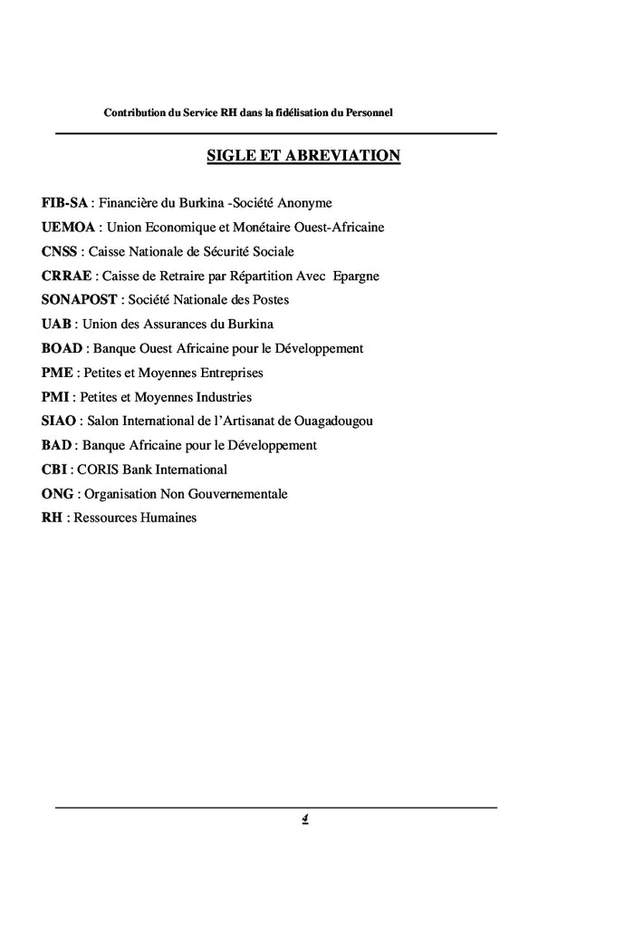 La Contribution du Service RH dans la Fidelisation du Personnel