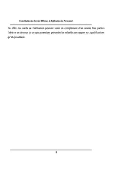 La Contribution du Service RH dans la Fidelisation du Personnel