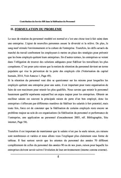 La Contribution du Service RH dans la Fidelisation du Personnel
