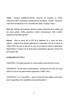 Le Retrait des Terres Arables ( Gel ARTA) dans la réforme de la PAC